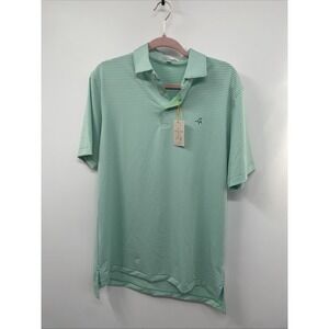Peter Millar Hales Performance Jersey Polo Shirt Mens M Green White Striped NWT